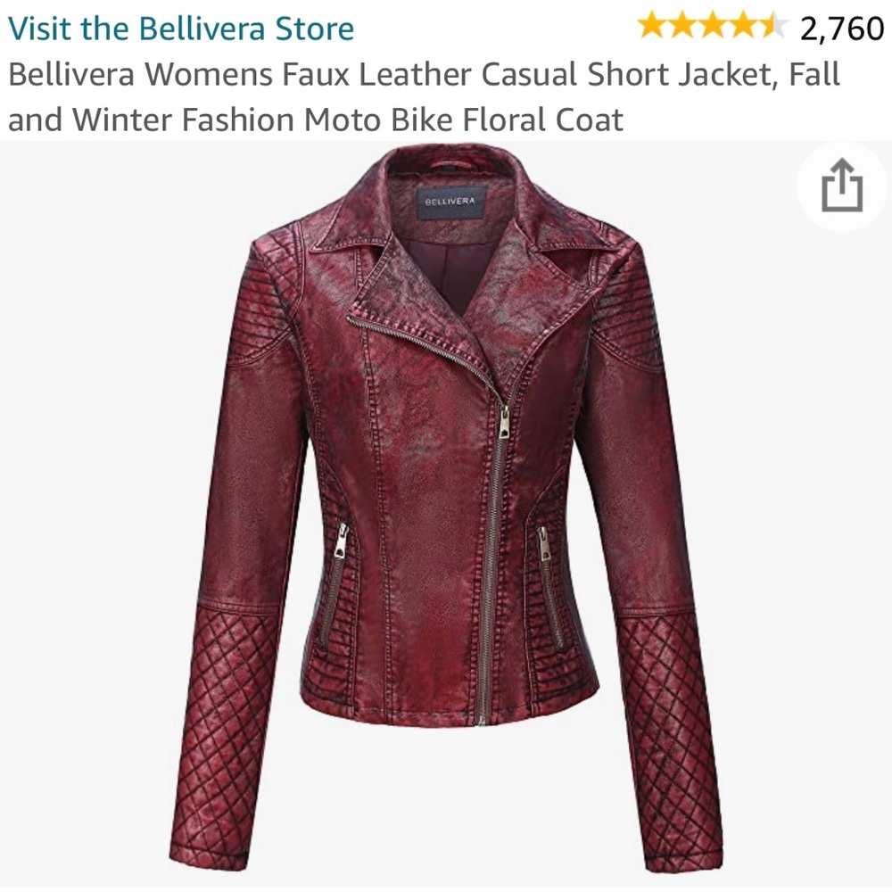 Red faux-leather moto jacket